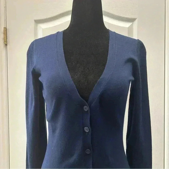 Ricki’s Cardigan V Neck Button Front Fitted Blue Size Small - Picture 14 of 16